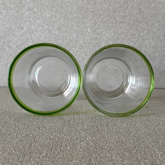 Rare Libbey Aruba Lime Neon Green Rim Rocks Glasses Tumblers 12 Oz - 2 Set VHTF - Picture 4 of 10